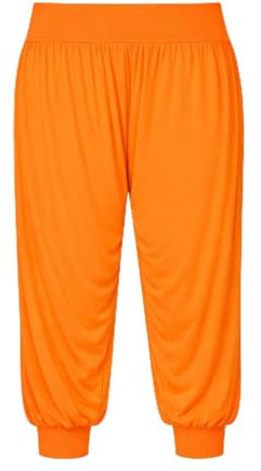 Girls Harem Pants Ali Baba Trousers Loose Casual Baggy Pant Sports Dance Elastic Yoga Leggings Childrens Florescent Flared Fancy Dress Kids Comfy Relaxed High Waist Trouser Neon Orange 13-14 Years