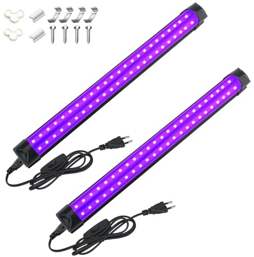 BOSITE 2 Pezzi LED Lampada UV 10W Luce Nera UV Portatile Tubo luminosa Ultravioletti 395 nm Blacklight per Halloween Natale Disco DJ Body Art Stanza Fluorescente Neon Party Club Pigmenti reattivi