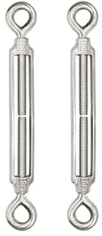 HOUSON 2 Stück M8 Edelstahl Spannschlösser Draht Spanner, verstellbar Spannschloss Öse und Öse für Rankhilfe Edelstahl Seilsystem,Gartendraht,Zaunspanner(M8 OO)
