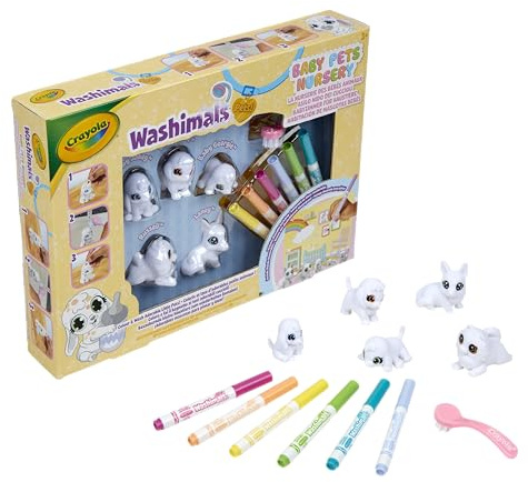 Crayola Washimals Baby Pets Nursery - Set d'activités de coloriage, de Lavage et de redécoration avec des Chiots, décor de Chambre de Chiot, Jouet et Cadeau pour Enfants, à partir de 3 Ans, 74-7516