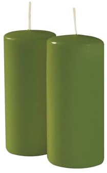 Risthò Velas de cera, verde oliva, diámetro 5 cm, altura 12 cm, 9 unidades