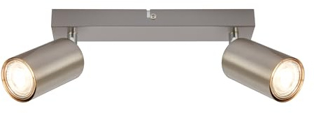 Briloner - Lampada da soffitto, orientabile, attacco GU10, max. 9 W, lampada da soggiorno, camera da letto, cucina, illuminazione da soffitto, 25,5 cm, nichel opaco, 2 Luci