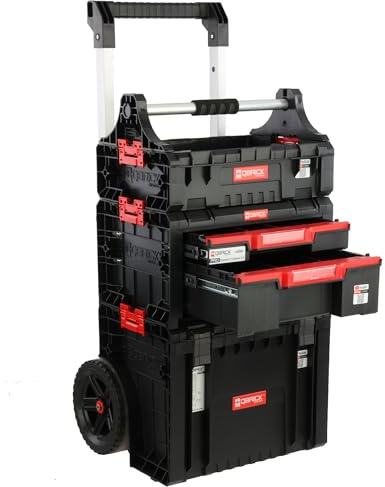 Tool Box Set on Wheels Double Drawer Box with Handle Modular Set H 115 cm Garage Workshop PRO