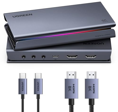 UGREEN Carta di Acquisizione Video HDMI 2.1 4K 144Hz USB 3.2 Gen 2, Carta di Cattura per Streaming e Registrazione 4K 144Hz, Uscita Loop, Compatibile con Switch 2, Xbox, PS5, PC, OBS, XSplit