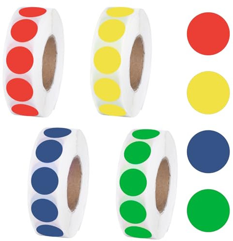 Oruola 4000 Stück Klebepunkte Bunt,Markierungspunkte,4 Bände Aufkleber Punkte Farbig für Geschenke,Umschläge,Belohnungen,Büros,Rot Gelb Blau Grün Aufkleber Punkte,DIY Bürokalender Klebepunkte