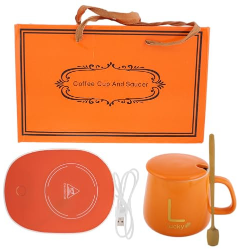 Cabilock 1 Impostato Tazza Termica Tazza Per Bevande Calde Scaldatazzine Elettrico Scaldatazze Da Viaggio Scaldatazze Da Ufficio Scaldatazze Usb Tazza Riscaldante Elettrica Ceramica Orange