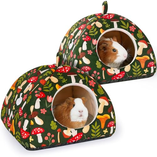 Hedgeink Lot de 2 Lits pour Cochon d’Inde – Maison Lavable pour Petit Animal avec Coussin Doux et Fond Antidérapant – Cachette pour Lapin, Hamster, Hérisson, Chinchilla et Furet
