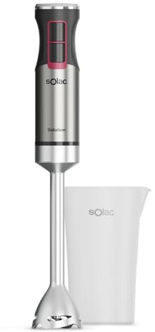 Solac Solution – Batidora mano 1503 | 1500W | 4 cuchillas inox | Varilla inox | Turbo | Ergonómica | Antisalpicaduras | Desmontable | Lavavajillas | Incluye Accesorios