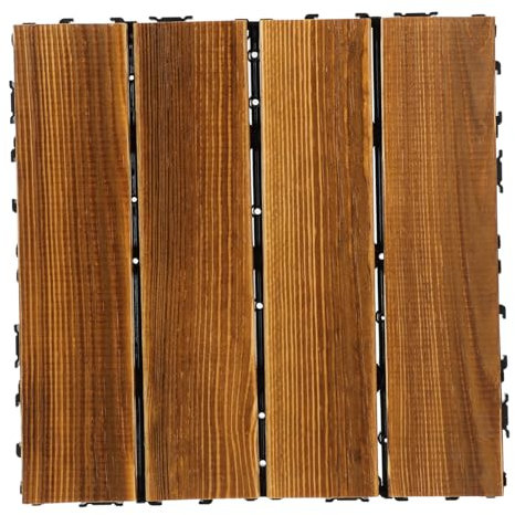 LIFKOME Anticorrosive Wood Flooring Interlocking Deck Tile for Outdoor Patio Wooden Balcony Tile Garden Flooring