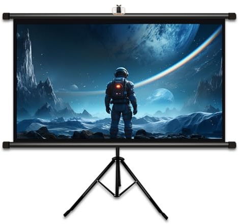 Bärbar projektorduk med stativ, 60/72/84/92 tum 16:9 4K HD skrynkelfri hopfällbar filmduk med justerbar höjd, bärväska för utomhusbruk inomhus(60inch)