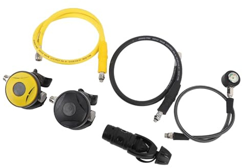 Bnineteenteam Regulador de Buceo de Aleación de Aluminio Conjunto con Indicadores de Presión, 2 Segundas Etapas y Mangueras para el de Respiración Submarina