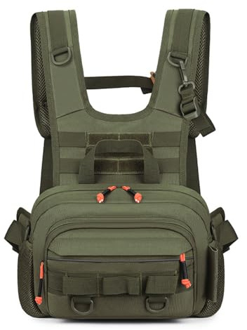 Sac de Poitrine Tactique, Sacoche de Pêche à la Mouche Étanche, Poche de Poisson Robuste avec Design Réfléchissant pour Pêche, Poisson, Chasse en Plein Air, Randonnée