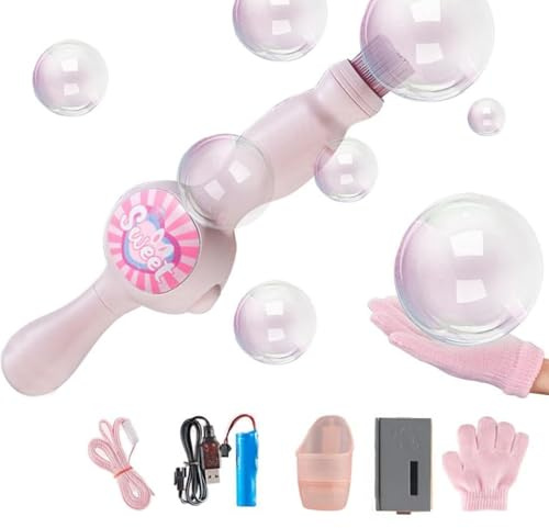 Smoke Bubble Machine - Elastic Bubble Fog Wand, Kids Magic Bubbles Gun Toy with Fog Effect & Colorful Light, Automatic Soap Blower Outdoor Birthday Christmas Party Gift Games (Pink)
