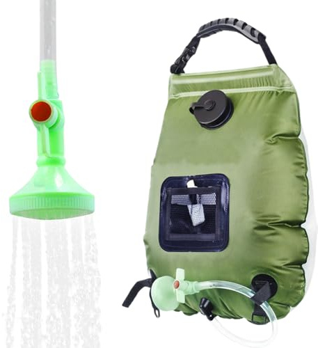 Ducha Portátil Para Exteriores | de Baño Solar Desmontable de 5 Galones/20 Litros con Alcachofa y Manguera,Alcachofa de Ducha para Camping | Para Viajes Acampada Glamping Hogar Jardín Balcón Y Parque