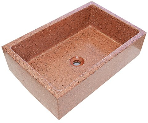 Terrazos Cantalejo Pilón Fregadero o Pila de Piedra parecida al Granito o Mármol de 70x46x21 cm. (Rojo)