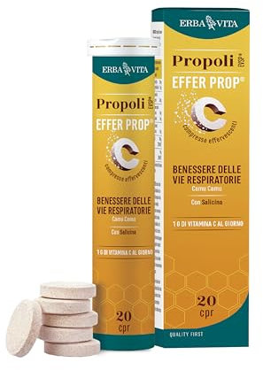 ERBA VITA Propoli EVSP® Effer Prop® integratore alimentare in compresse effervescenti a base di Propoli EVSP® ed estratti vegetali - 20 compresse
