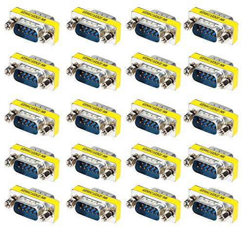 abcGoodefg 9 Pin RS-232 DB9 Male to Male Female to Female Serial Cable Gender Changer Coupler Adapter (20 Pack, DB9 Male to Male)