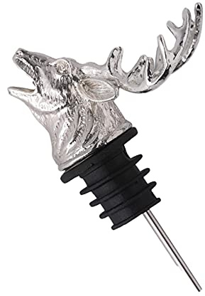 Versatore per Vino Testa di Cervo Versatore Liquore in Acciaio Inossidabile Aeratore per Vino con Testa di Cervo,Bottiglie Vino Acciaio Wine Pourer Argento Strumenti da Bar, per Cocktail Liquore.