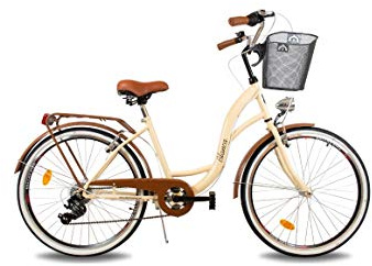 BDW 26 tum dam flickor stad trekking cykel cykel damcykel stadscykel damcykel stadscykel trekkingcykel 7 växlar, korg gratis (svart)