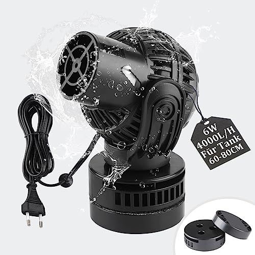 EXLECO Wavemaker Pompe à débit magnétique pour aquarium d'eau douce et d'eau salée 60-80 cm Noir 4000 l/h 6 W