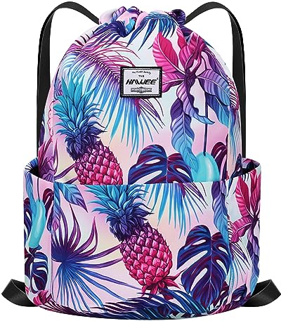 HAWEE Impermeabile Sportivo Zaino con Coulisse Grande Coulisse Borsa da Palestra con Tasca Interna Unisex per Donna Uomo Vita Quotidiana Sport All'aperto Tempo Libero Yoga Scuola Spiaggia Nuoto