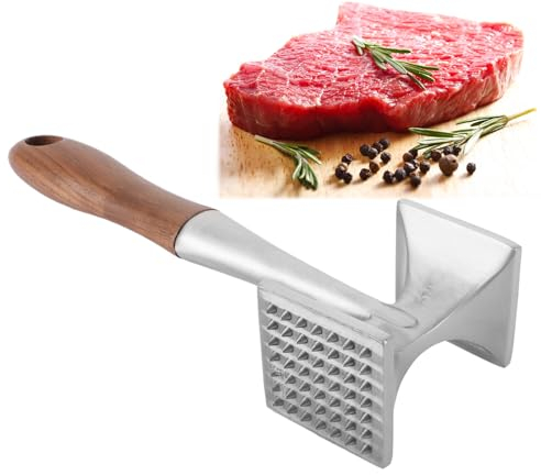 AKOLAFE Attendrisseur à viande en acier inoxydable 304 antiadhésif - Double face - Attendrisseur à viande - Pour steak, poulet, porc, côtes, passe au lave-vaisselle