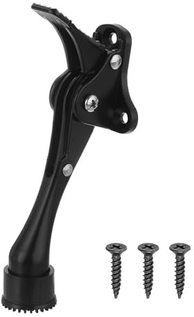 QUARKZMAN Arrêt de Porte à Bascule, Support d'Arrêt de Porte à Bascule à Une Touche avec Embout en Caoutchouc Antidérapant et Vis, Béquille de Porte en Métal de 6 Pouces, Noir