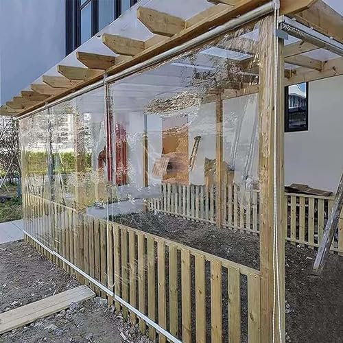MAYFABD Tapparella Avvolgibile PVC Trasparente Tenda A Rullo Impermeabile Trasparente con Raccordi Antipioggia Antipolvere per Giardino Esterno Balcone Patio Larghezza x Altezza,200 * 250cm