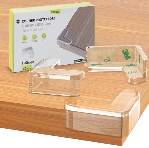 ECHOCUBE 30 PCS Protectores de Esquinas para Muebles, Protectores de Borde de Mesa Transparentes, Protector de Esquinas de Seguridad para Bebés para Muebles Esquinas en Punta - Forma de L