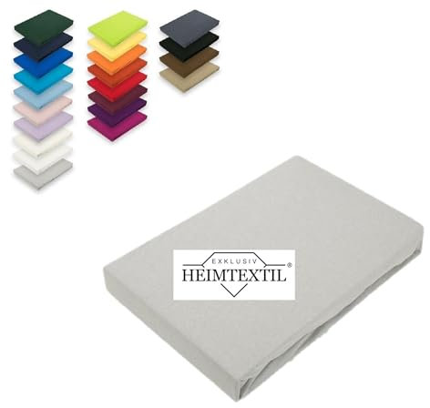 EXKLUSIV HEIMTEXTIL Microfaser Marke Spannbettlaken, 100% Polyester, 135 g/m², Öko - Tex Zertifiziert, 180-200 x 200 cm + 30 cm Silber
