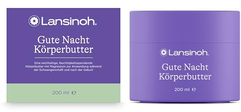 Lansinoh Gute Nacht Körperbutter mit Magnesium, Sheabutter & Kakaobutter – reichhaltige & feuchtigkeitsspendende Body Butter für Schwangerschaft und nach der Geburt - 200 ml