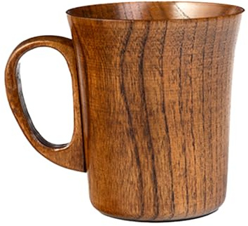 Jarsense Trämugg, 400 ml kaffemugg med handtag trämugg för mjölk kaffe te öl