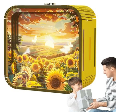 Luce notturna a LED, kit di modelli per adulti - Lampada da comodino puzzle in legno acrilico unico - Centri da tavolo artigianali creativi, kit di decorazioni per ufficio casa per soggiorno, cha