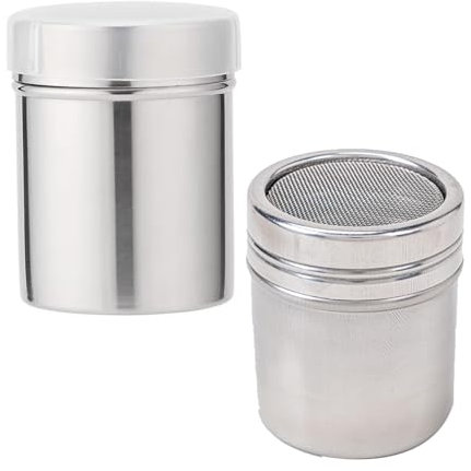 Spargitore per cacao e zucchero a velo, pratico spargitore con coperchio per cacao, farina, cannella, più, cappuccino, caffè, cottura, setaccio finemente strutturato in acciaio inox per spargere con