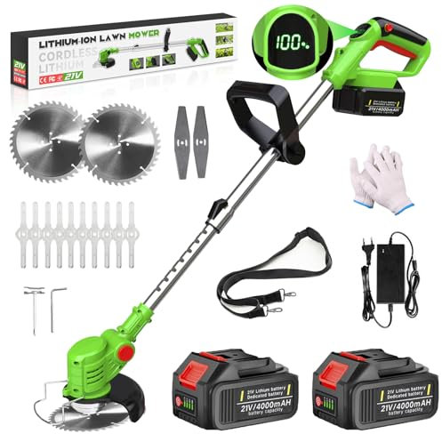 Rasentrimmer mit 2 x 4.0Ah Akku, 3 in 1 Akku Rasentrimmer für Makita Akkus Freischneider Akku Trimmer Motorsense für Yard Trimming