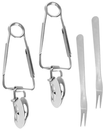 MAGICLULU 2sets Stainless Steel Clip Kitchen Food Tongs Dessert Serving Tool for Buffet Fruit Salad Seafood
