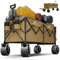 Devoko 332L Chariot de Plage Maximum 200KG Chariot de Jardin,Diable Pliant avec Freins,Chariot Pliable Poignée Réglable,Brouette Jardin,Chariots à la Plage Chariots de Transport pour Le Camping Jaune