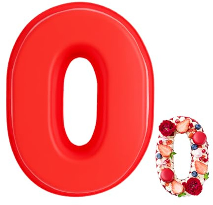 QMLING 9 stycken silikonbakformar siffror stor, kakform siffror 0–9, 25 cm sifferbakform, sifferkaka bakform för födelsedagsfest årsdag (0)