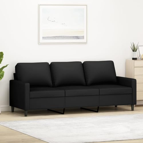 Emmtore Sofá de 3 plazas Terciopelo Negro 180 cm