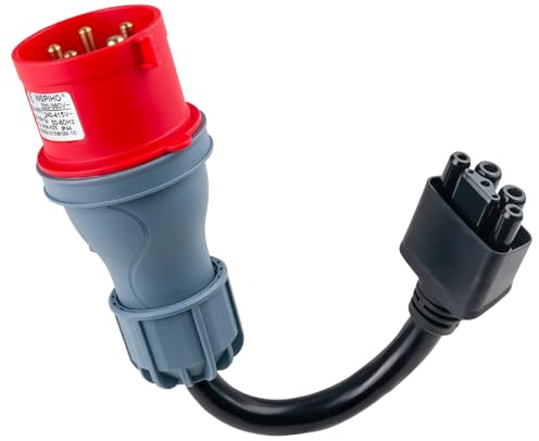 WSPIHO CEE-adapter 5-stifts 32A, 0,3 m bärbar CEE-förlängningskabel, kompatibel med Tesla Mobile Connector Gen 2 för elbils-laddare