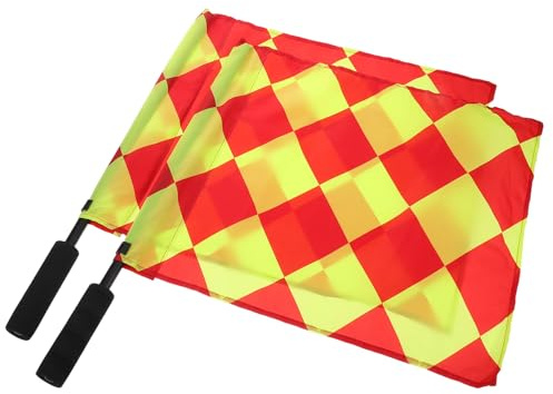 HEMOTON Banderas De Árbitro De Fútbol 2 Pcs Cuadros Pequeños, Nylon Duradero, Señales Manuales Precisas, Compactas y Ligeras, Equipo Para Juez De Línea, Partido Deportivo, Entrenamiento y Competición