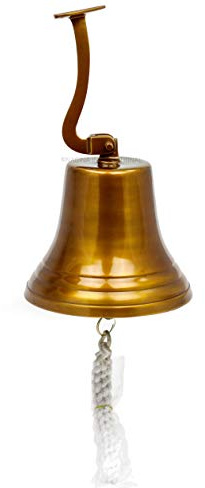 Nagina International Navy's Nautical Ship's Aluminum Cast Premium Bell | Nursery Decor Gifts (Antique Brass, 11 Inches)