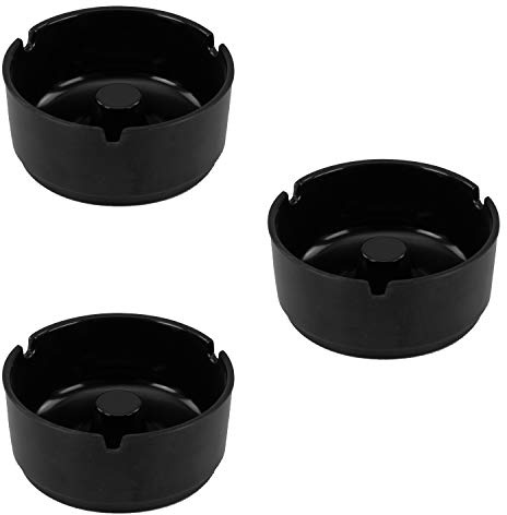 3x Aschenbecher aus Melamin schwarz in 10 cm Durchmesser