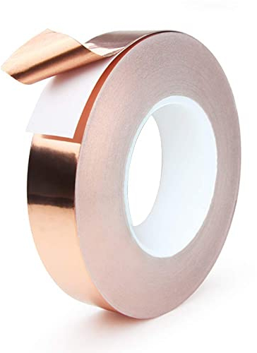 FWEEK Copper Tape Slug Repellent (25MM x 50M) Extra long Copper Foil Sheet with Conductive Adhesive for Garden Plant Pots Snail Emi Shielding Stained Glass Crafts Decorating Walls