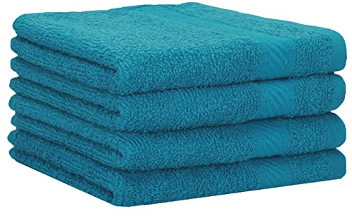 Betz 4 Stück Duschtücher Set Palermo Größe 70x140 cm 100% Baumwolle Badetuch Duschhandtuch Sporthandtuch Farbe Petrol