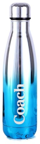 Personalised Insulated Water Bottle Vacuum Flask | Stainless Steel | 12 Hours Hot & 24 Hours Cold | Gifts of Fathers Day Christmas | 500ML / 17oz | Bottles for Hiking Outdoor (Silver to Blue)