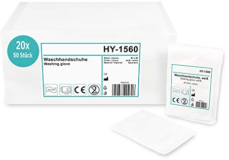 Hypafol Einmal-Waschhandschuhe 1.000 Stk. (20x50) I Einmalwaschlappen für Babys & Erwachsene I hautverträgliche & weiche Einwegwaschlappen aus reißfestem Vliesstoff zur Körper- & Intimpflege I 15x23cm