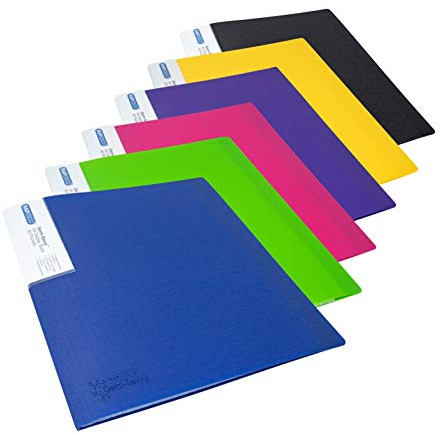 Rapesco 1646 Presentation Folder with Antibacterial Protection, 20 Pockets, A4, Assorted Colours, Pack of 6