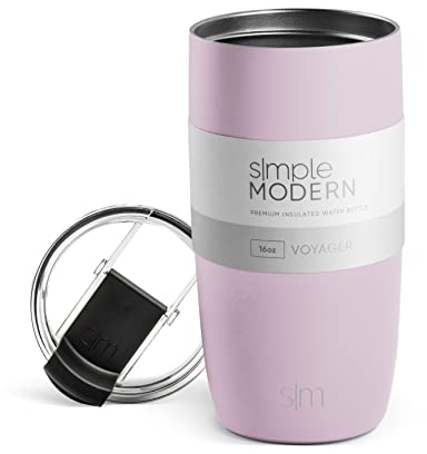 Simple Modern Vaso Termico Cafe para Llevar con Tapa Abatible | Taza Termica de Café Helado de Acero Inoxidable Aislada | Regalos para Mujeres & Hombres | Voyager | 470ml | Lavender Mist