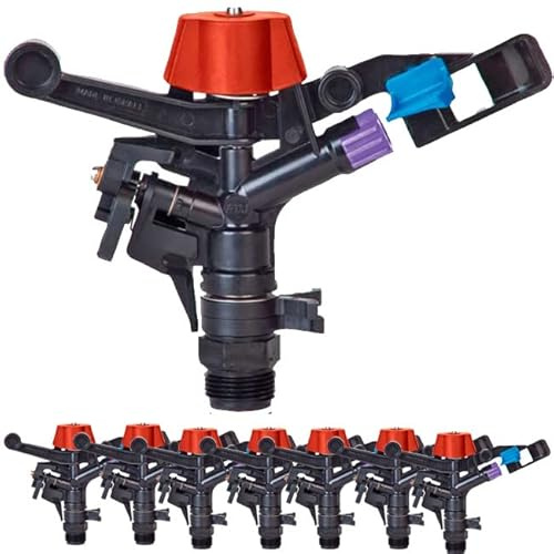 Suinga Pack 10 Aspersor de riego Agricola 3/4'' | Aspersor Antiheladas | Aspersores cesped 13 a 18 m | Aspersor Jardin Ajustable 0-360º, Negro